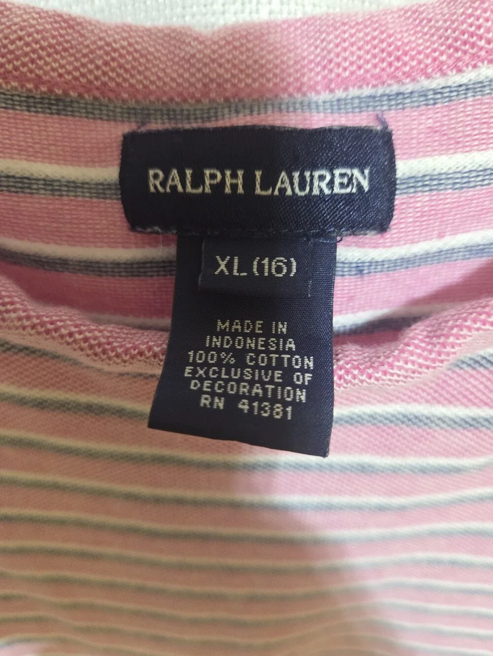 Ralph Lauren Girl’s XL 16 Tank Dress Summer Polo Mesh Striped Pink Blue White